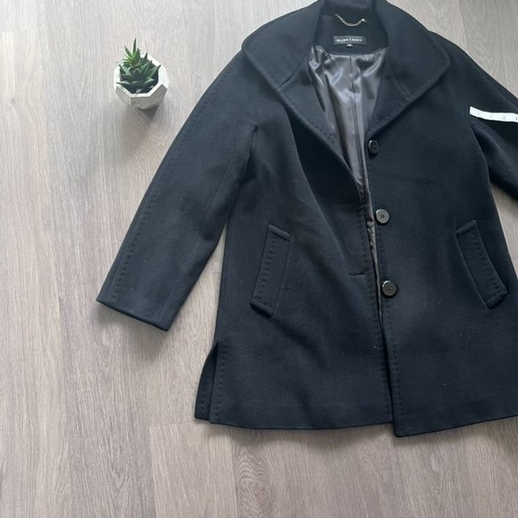 Ellen Tracy Black Wool Pea Coat - Picture 3 of 14